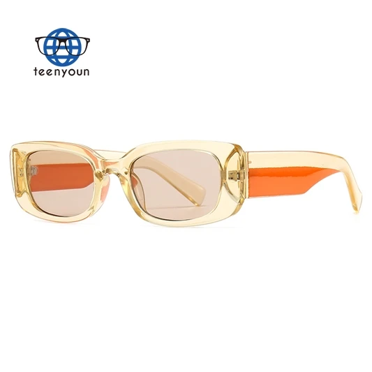 Teenyoun Women Brand Jelly Sexy Ladies Orange Innovative Sunglasses Luxury Men Small Frame Retro Square Sunglasses Wholesale