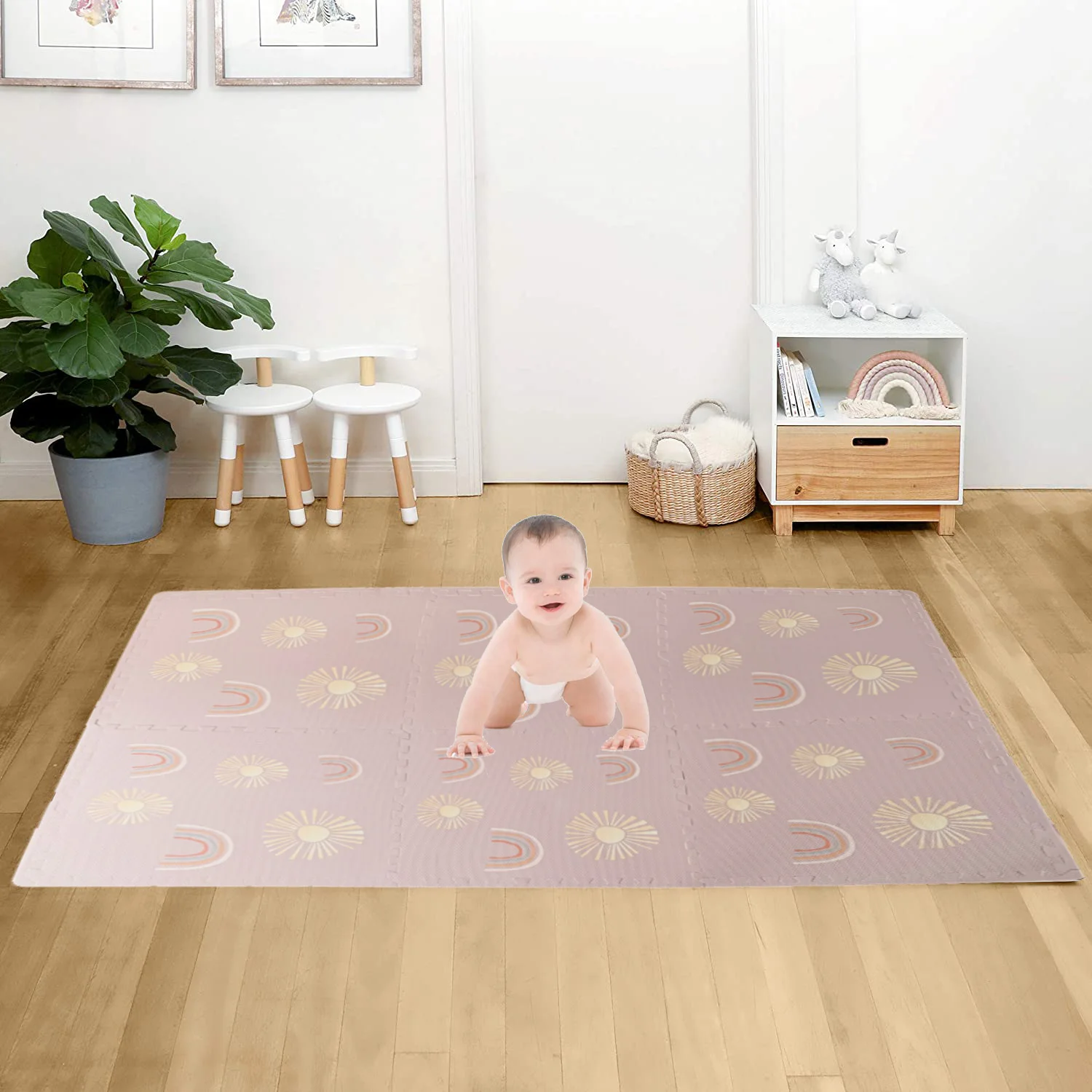 2021 Popular EVA Foam Puzzle Baby Play Stylish Mat Rainbow Design