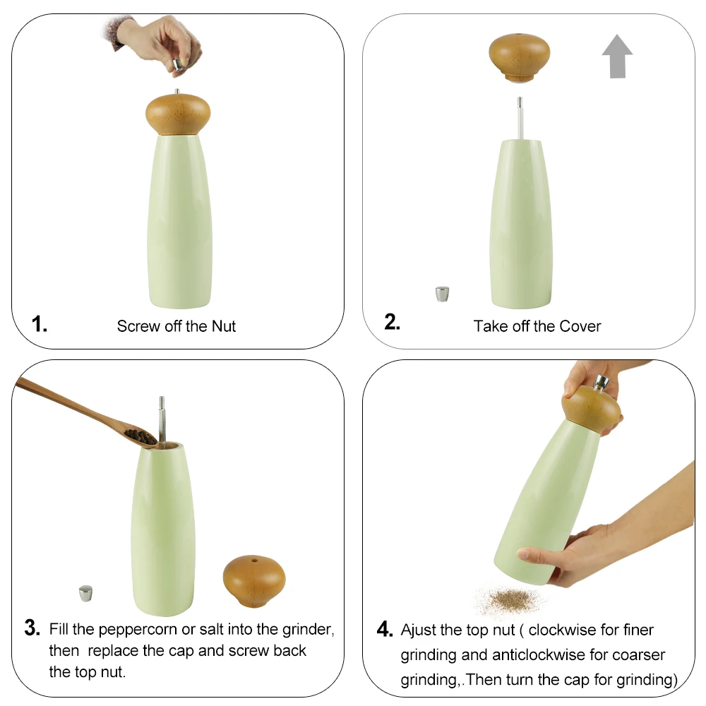 
high quality spice mill grinders wooden salt and pepper mill 