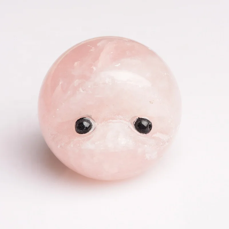 natural rose quartz healing carving decorative crystal hedgehog wellness crystal