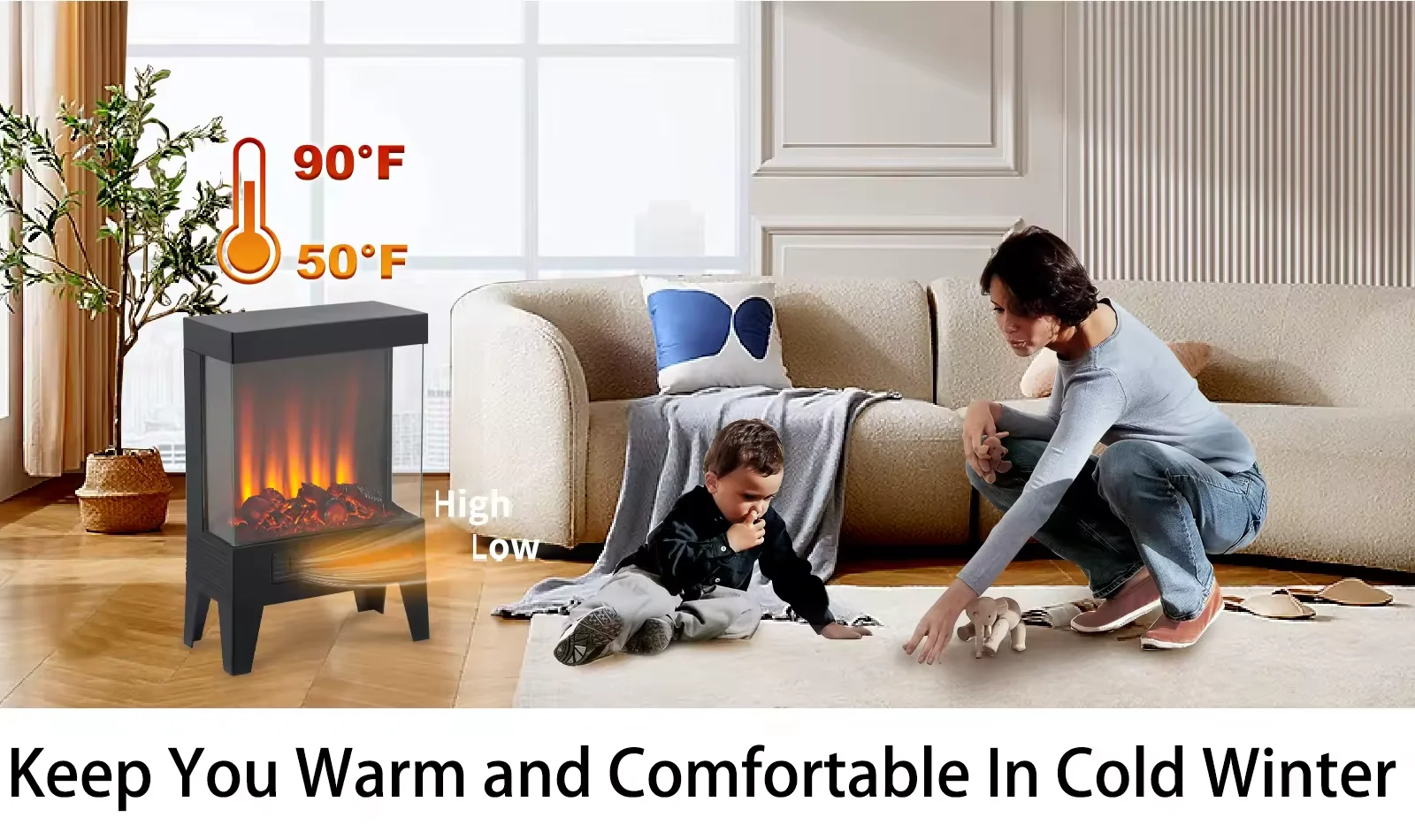 Professional Factory Safety And Warmly Glass Fireplace Electric Heaters For Home