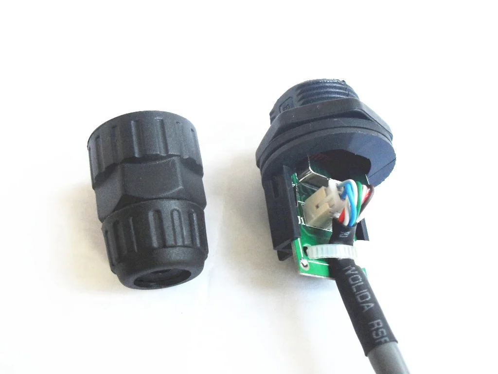 IP67 Front Panel Mounted Male Female Waterproof RJ45 Connector with Ethernet Cable