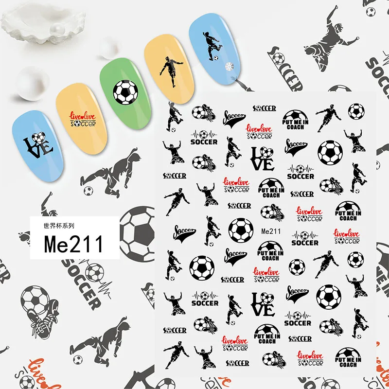 Me210-219 3D  Cartoon Sports World Cup  Design Nail Art Stickers Football Series Nail Decals Decorations