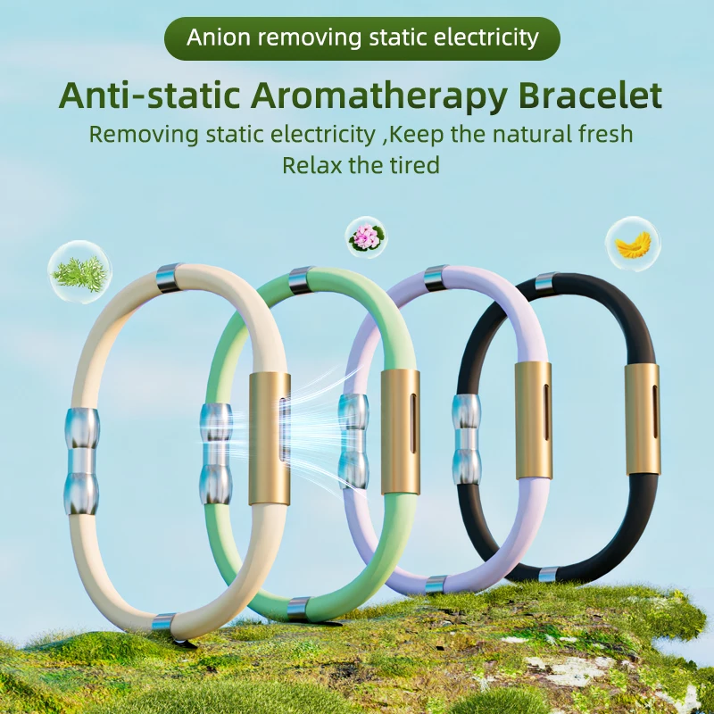 Hot Sale Stainless Steel Anti-Static Silicone Sport Bracelets for Women Aroma Energy Pest Control Product