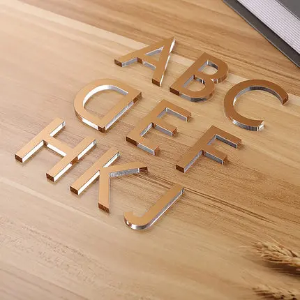 Figure Letters Acrylic Mirror Surface Wall Sticker 3D Silver Gold Paint Festival Party Decoration Diy Art Wall Stickers