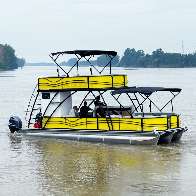 9.2M Huge Aluminum Luxury Dual Layer 3-Year Warranty Party Fishing BBQ Custom Pontoon Boat 30FT With Motor And Trailer