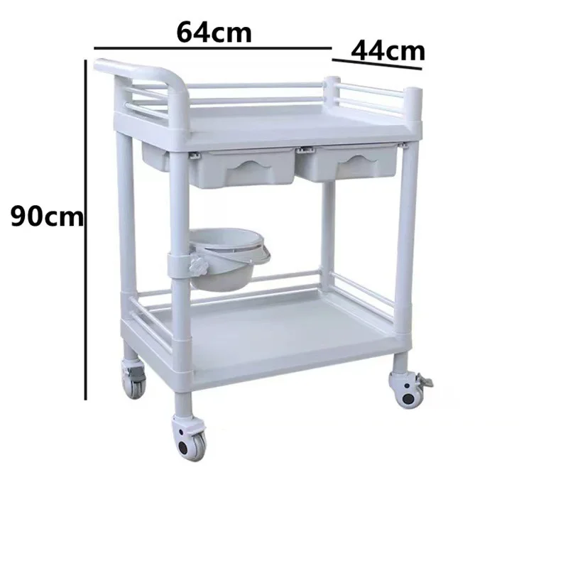 Hot selling Abs Portable Hospital Medicine Plastic With Drawers Bucket Hospital Trolley