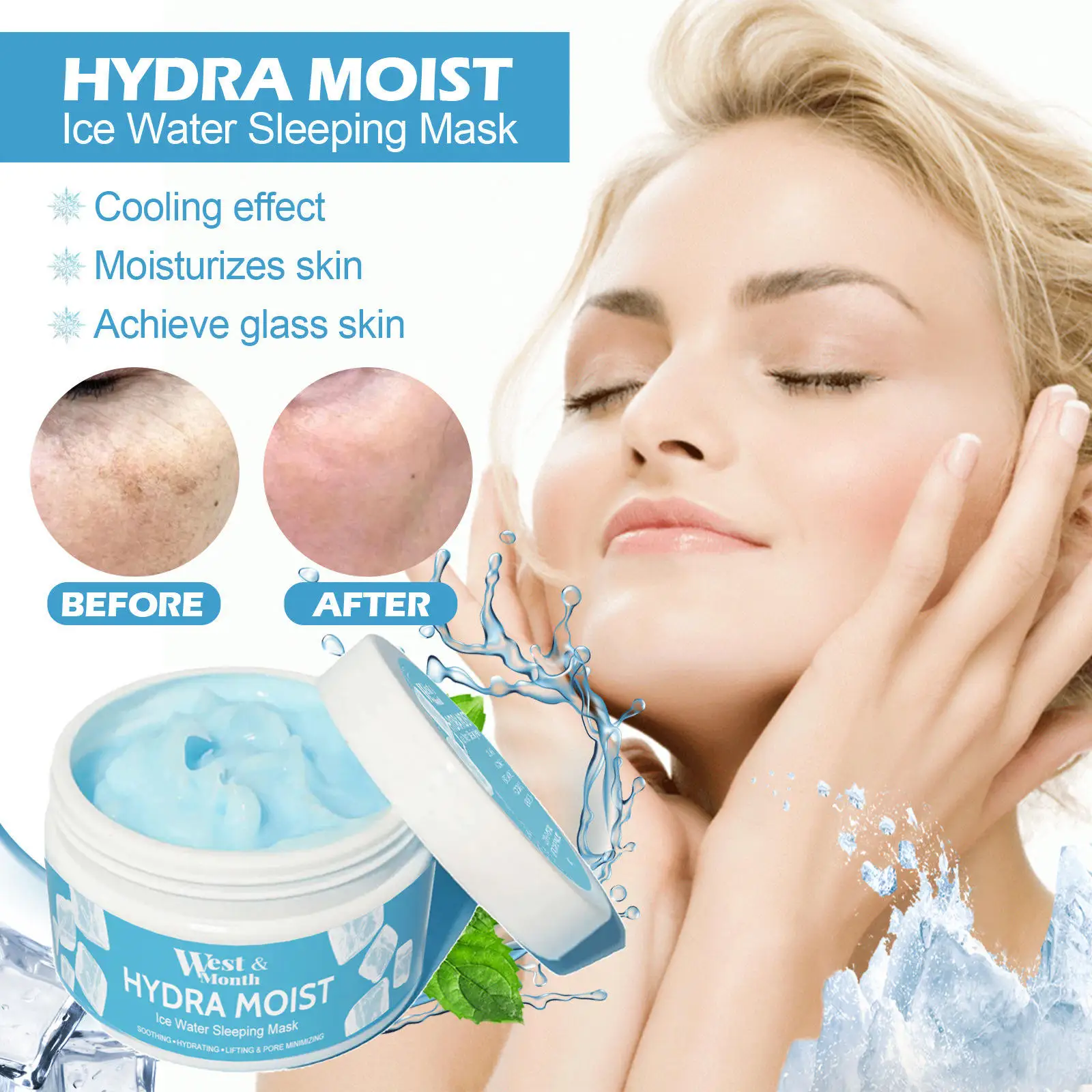 Facial Mask vitamin e  skin hydrating soothing lifting pore minimizing dark spots repairing ice water sleeping mask