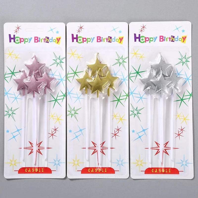XIONGXI Golden Silver Star /Heart Party Decoration Happy Birthday Cake Top Birthday Candles