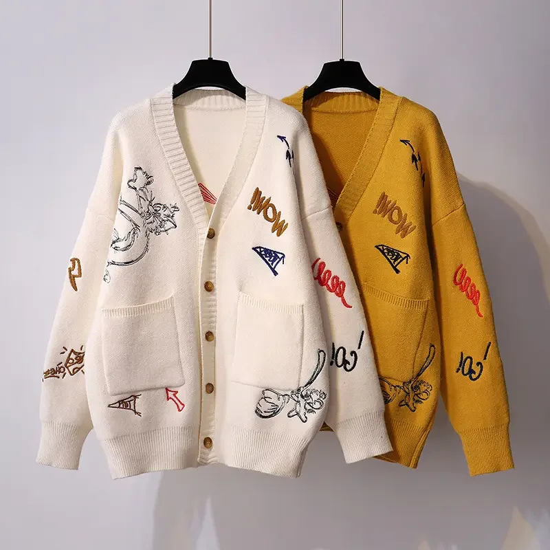 Winter Girls Sweater fashionable woman tops Korean Knit Tops Fashion Latest Jacquard Custom women clothing 2024 Cardigan Sweater