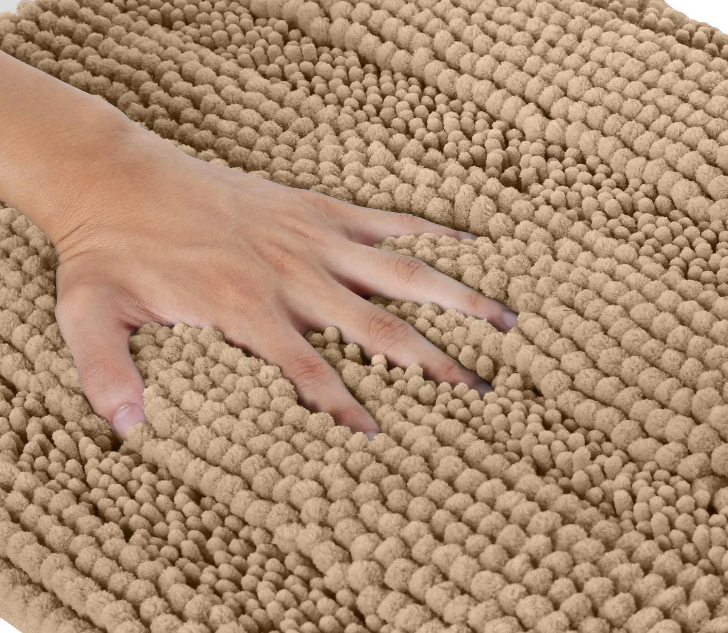 WXCCF Eco water absorbent chenille bath rug non slip washable chenille bath mat