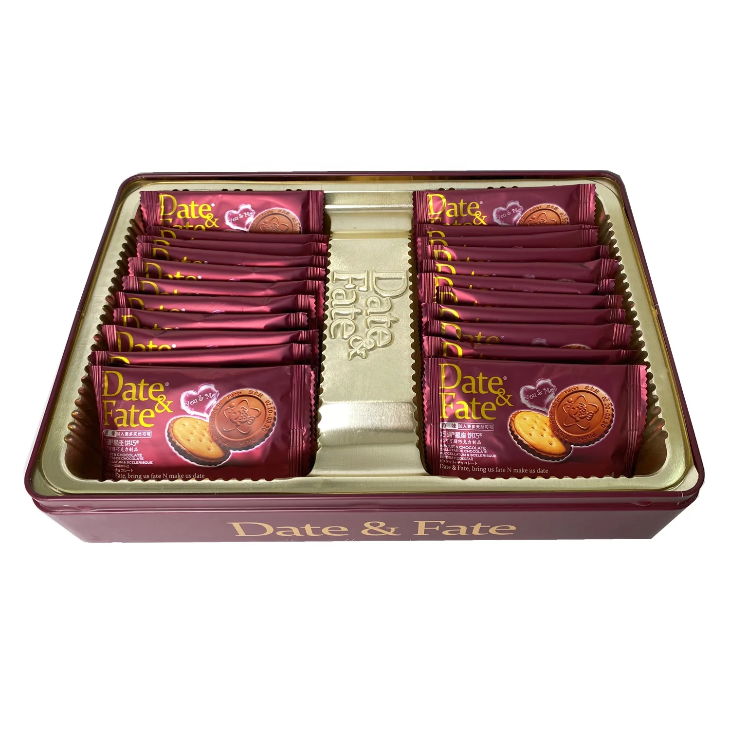 Пекарские и кондитерские изделия марки Date & fate печенье с шоколадным печеньем железной подарочной