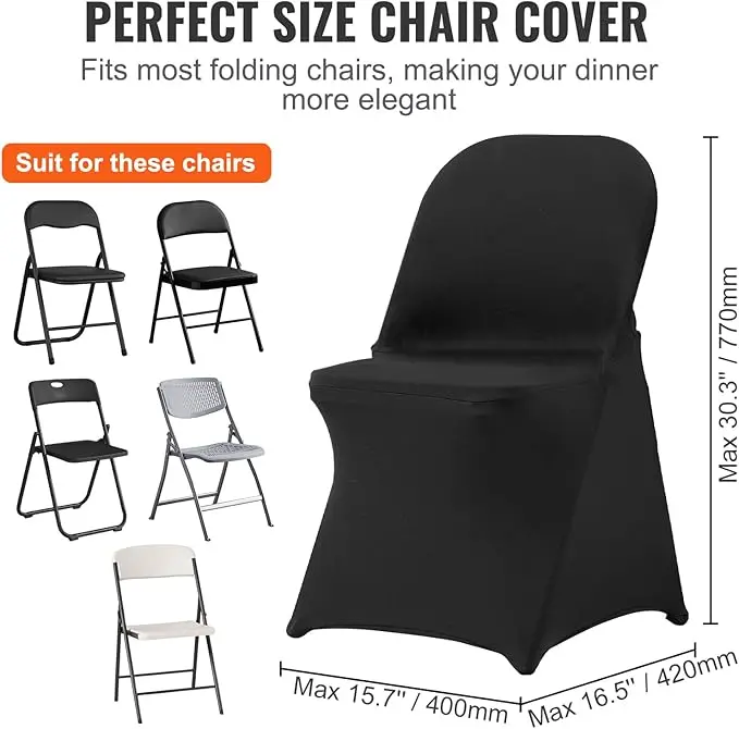 Universal Spandex Stretch Folding Chair Covers Washable Protective Slipovers Wedding Banquet Party Removable Fitted Chair Cover