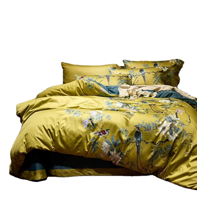 HD printed Birds Branch printed Premium Egyptian cotton Silky Soft Duvet Cover Family size US King Queen Size Bedding Set 4Pcs