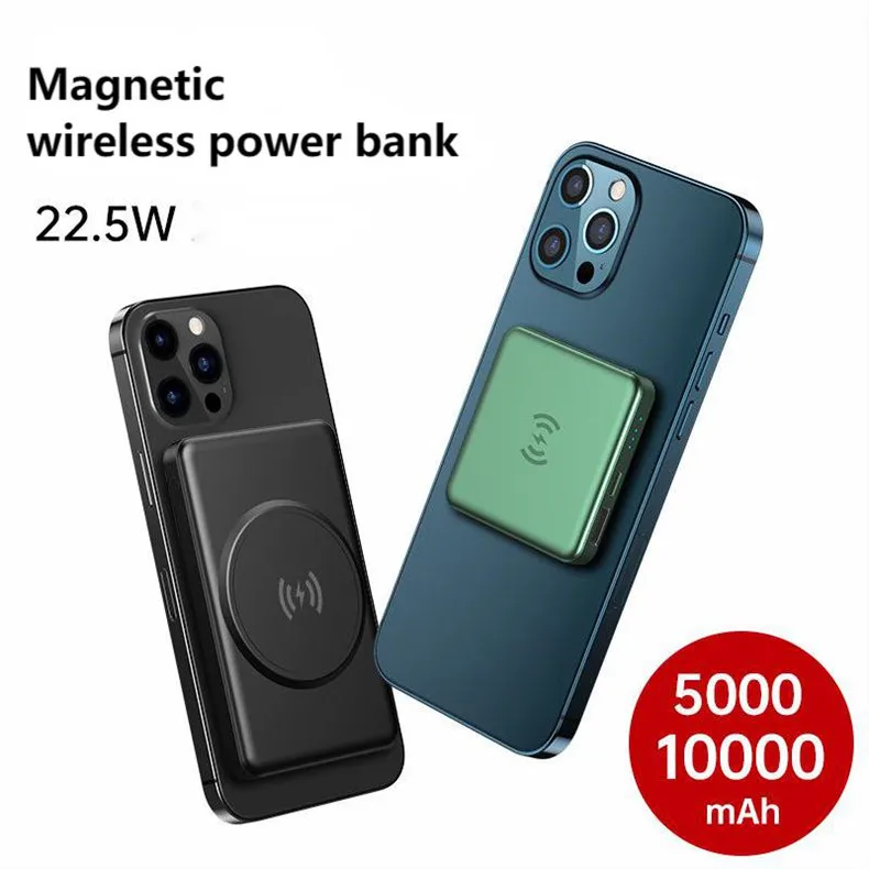 Магнитный Qi беспроводной портативный 5000 мАч аккумулятор Power Bank длятелефона 12 Дополнительный внешний зарядное