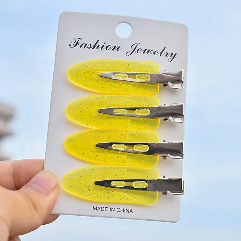 No Crease Hair Clip Hair Styling Bang Clip Makeup Salon Accessories 5 Color Transparent Glitter No Bend Seamless Hairpins