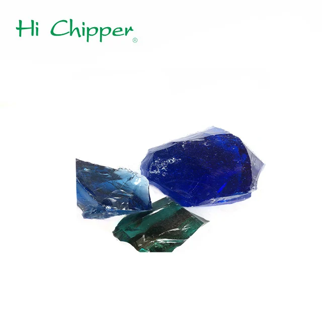 Natural turquoise green colored fire pit glass rocks