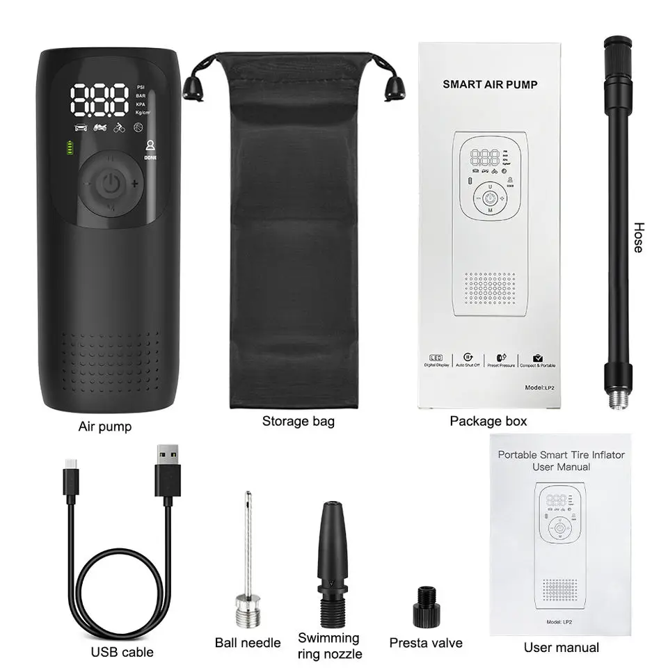 12V Mini Digital Smart Electric Wireless Portable Car Tire Inflator Air Compressor Inflator Pump