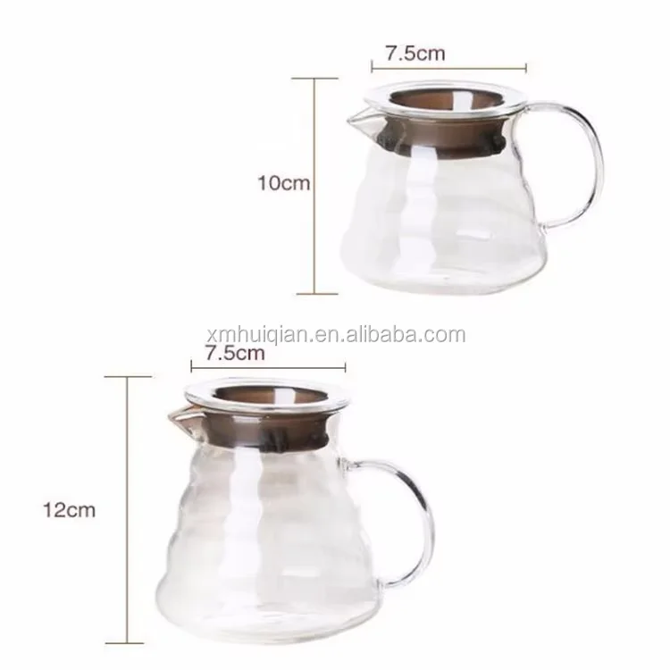drip limited hot coffee dripper style server kettle 360ml 600ml coffee pot/teapot set heat resistant glass