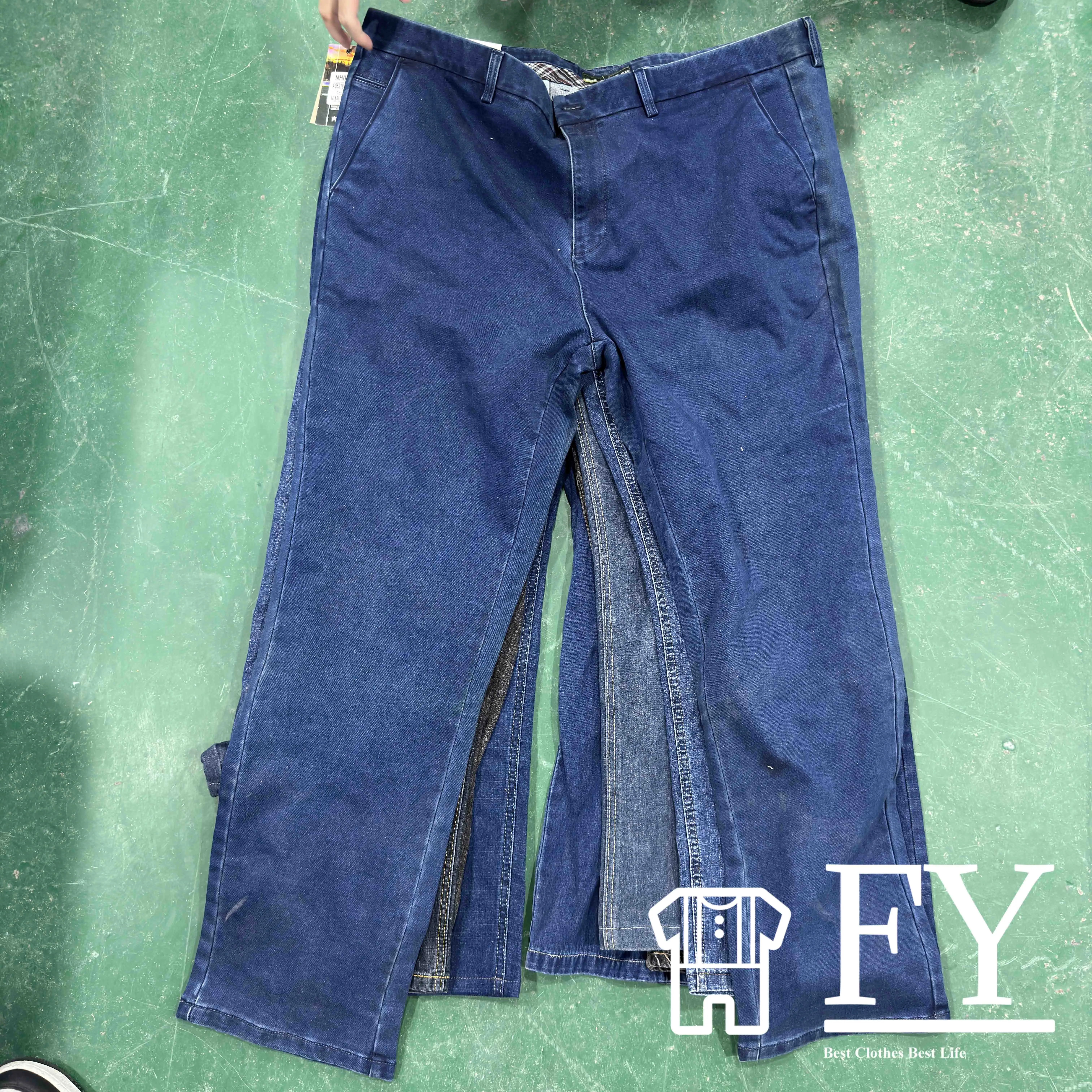 FengYang Bea Bales 45 Kg Clothes Mixed Used Clothing Women Denim Wide Leg Pants Second Hand Clothing AA Grade