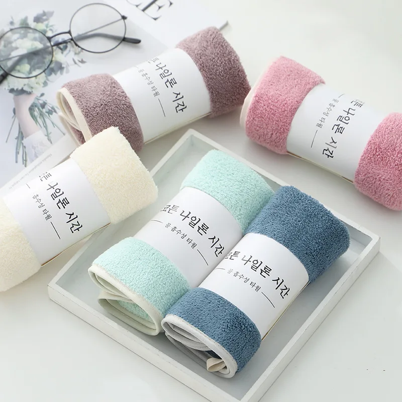 whosale stock kation coral fleece super absorbent  face towel hand towel dish towel with hanger