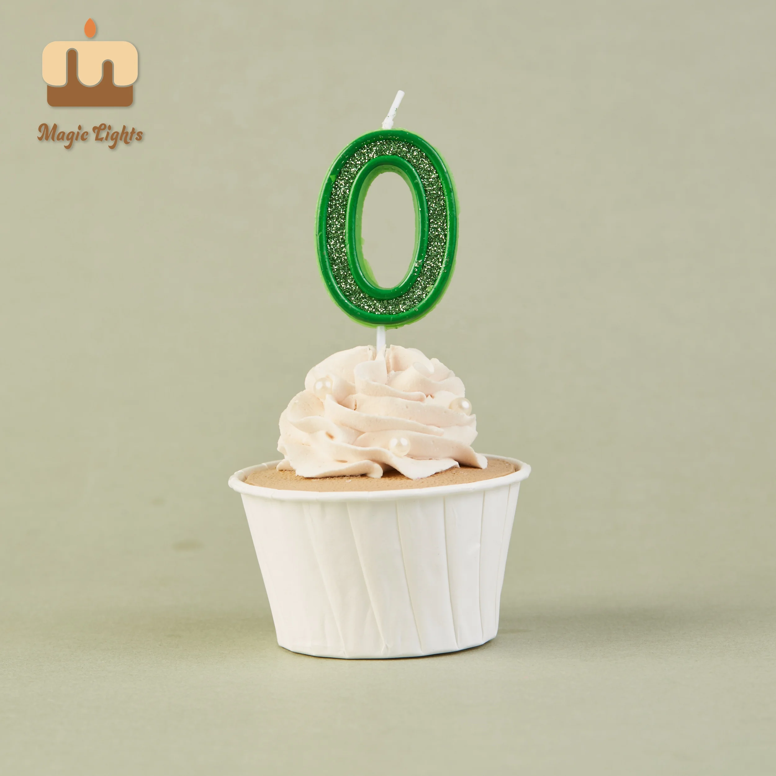 Wholesale Cute Shaped Paraffin Wax Glitter Green Number 4 Candles