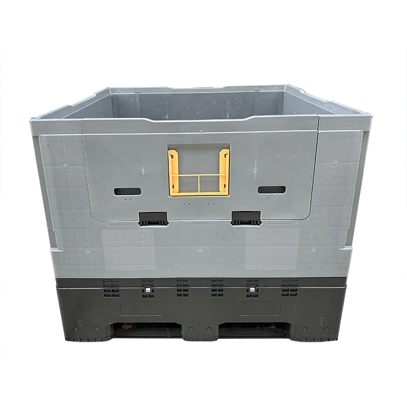 heavy duty large HDPE flat solid industrial hygienic foldable plastic pallet collapsible bulk container for warehouse storage