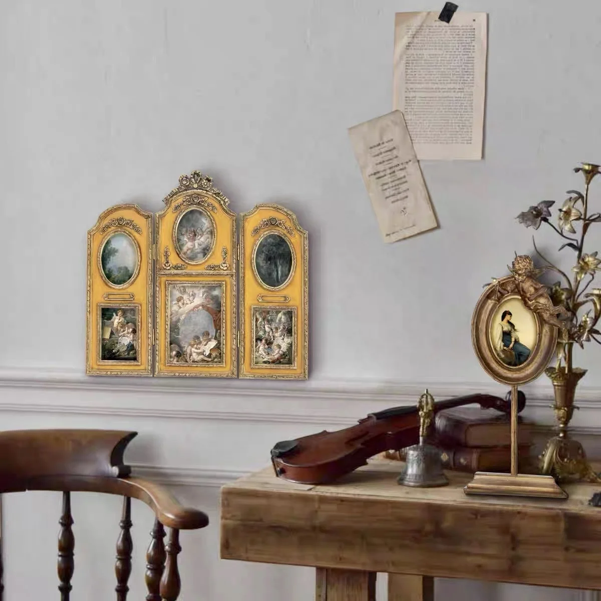 Light Luxury Retro Screen Decorative Painting Living Room Wall Hanging Literary Desktop Photo Frame Ornament Painting