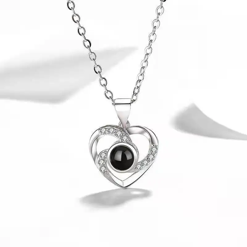 Подгонянное колье с фото проекцией для женщин надписью «I Love You» на 100 языках-персонализированное ожерелье замком в подарок день рождения