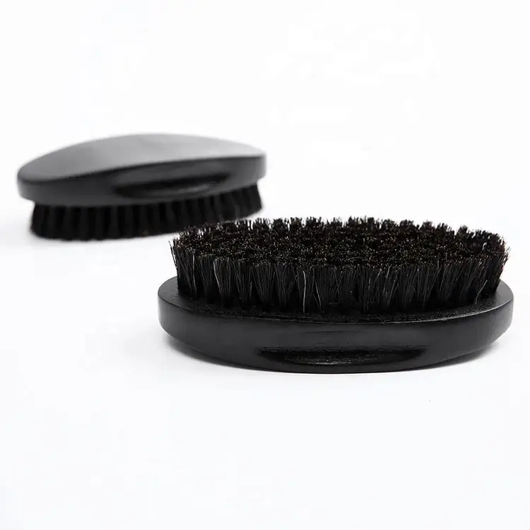 Professional Black Wood Salon Custom Logo Curved Handle Beard Wave Brush For Men