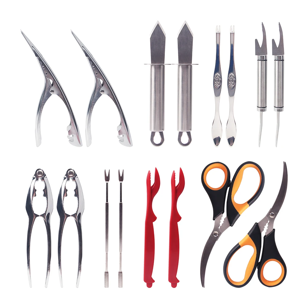 304 Stainless Steel Kitchen Fishing Seafood Tools Cut Lobster Shrimp Prawn Peeler Tools with Butterfly Blade Cut