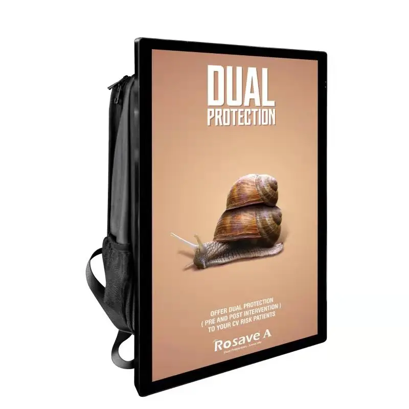 High Definition Outdoor Portable Digital Signage 21.5 Inch Lcd Screen Backpack Walking Billboard Advertising Display