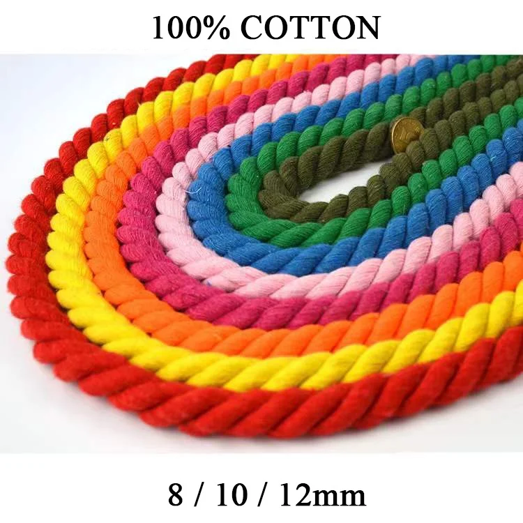 Multi Colored  twisted cord 8mm 10mm 12mm Macrame Braided Cords cotton Cord twisted macrame