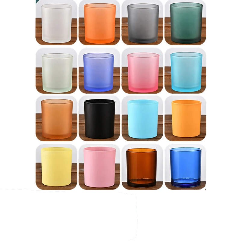 Matt Black White Frosted Gold Silver Glass Candle Holder Jar With Lid And Gift Box Customization Logo