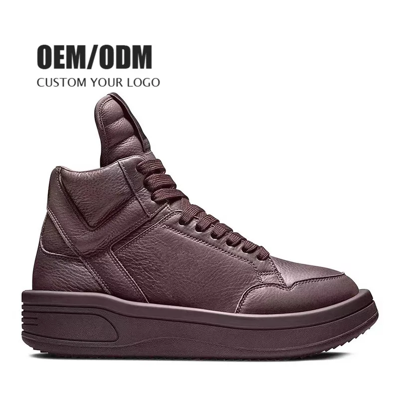 Original Customize Logo Men Blank Skateboard Manufacturer Custom High Cut Leather Walking Sneaker Shoes