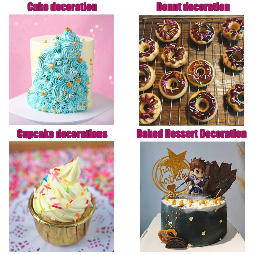 Metallic Quadrate Shape Sprinkles Cake Decoration Golden Cake Sprinkles