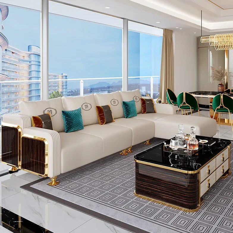 Light Luxury Design Genuine Leather 3.6 m Corner Sofa