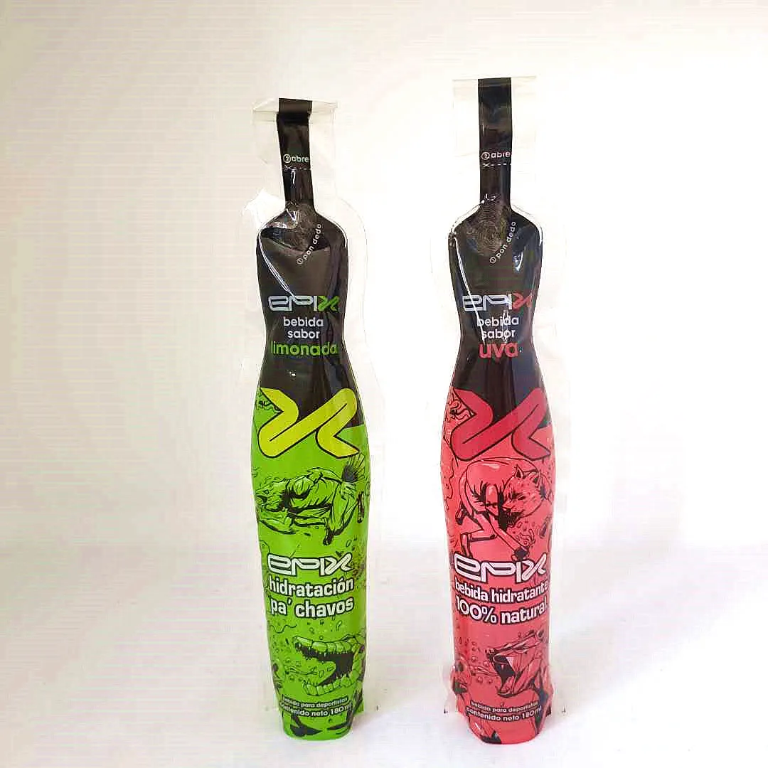 
laminated bags disposable bottle shape juice packing pouches for juice or water packing 