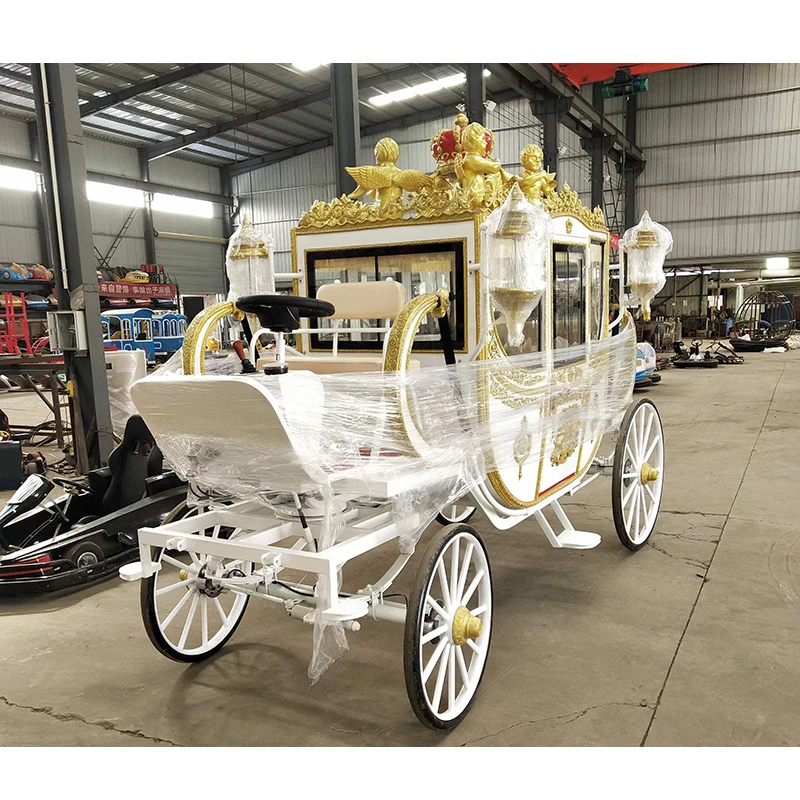 Customized 1-6 Persons Four Wheels Horse Drawn Carriage Electric New Sightseeing Horse Carriage