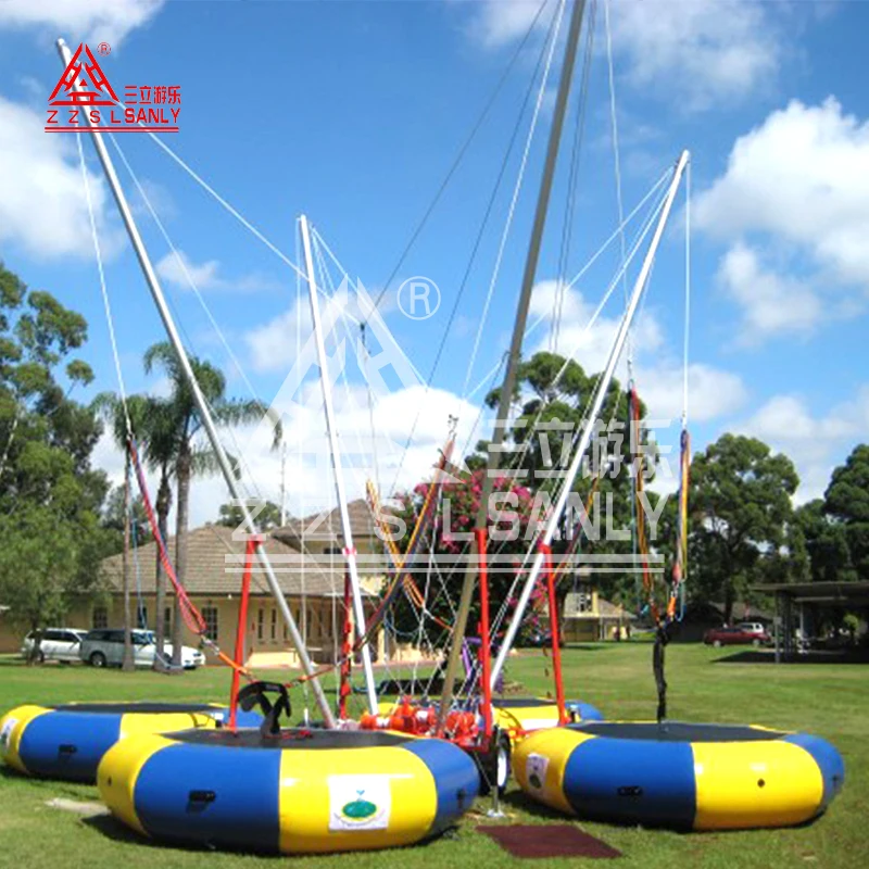 Cheap Price Amusement Park Rides Inflatable Bungee Ride Attraction 4 Stage In 1 Jump Euro Bungee Trampoline For Sale