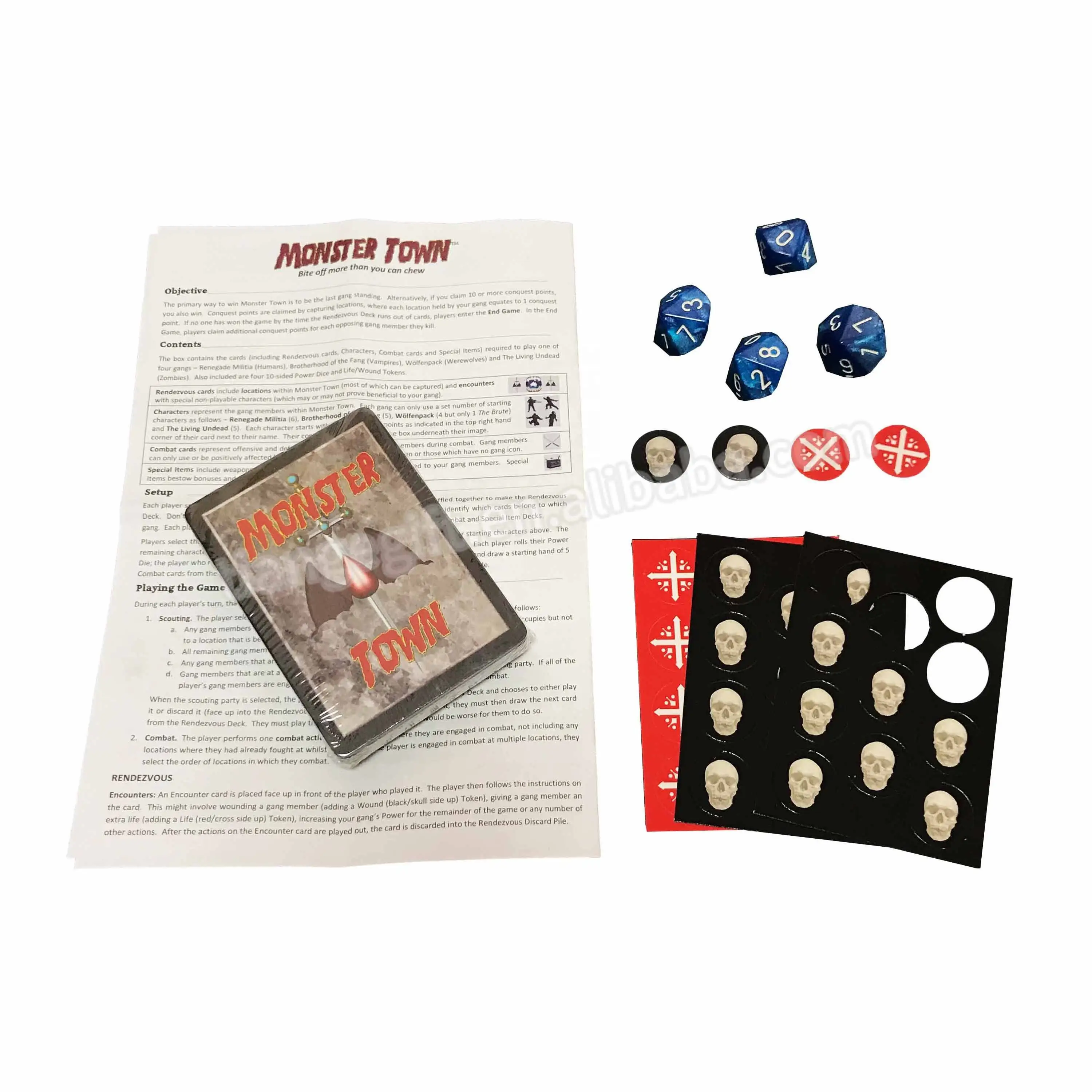 Customized black paper zombie party with dices board games memory card games kids