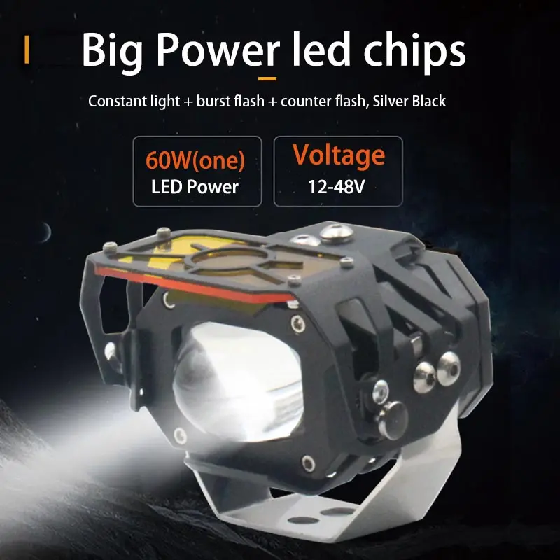 ALK-CA7 High Beam 40W Motorbike Motorcycle External Spotlight Foglamp Auxillary Led Spotlight Dual Color Fog Light Motorcycle