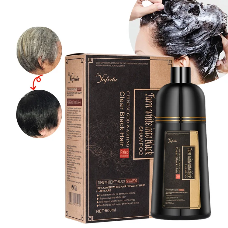 OEM Wholesale Skin Friendly Bubble Hair Dye Shampoo Chinese Herbal Ginseng Instant Hair Color Shampoo