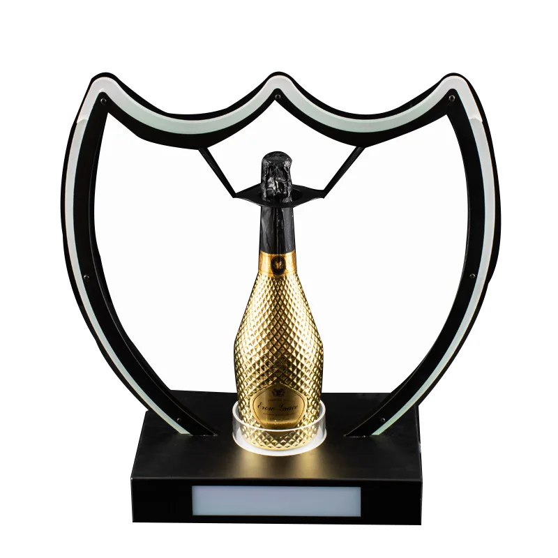 New design shield shape customized vodka champagne customized light LED bottle Display bar led glorifier