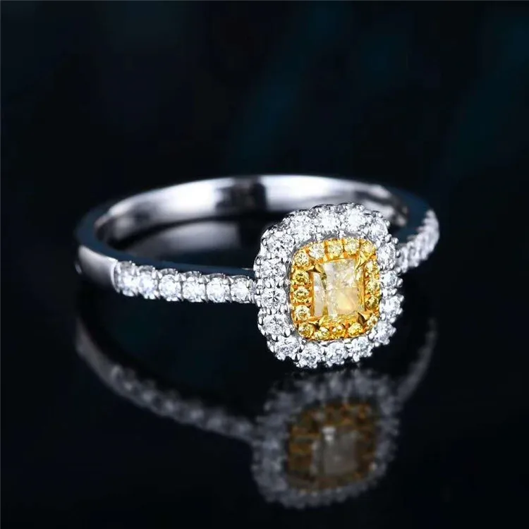 
hot sale SGARIT natural diamond ring jewelry 18k gold 1ct VS natural yellow diamond ring for women wedding engagement 