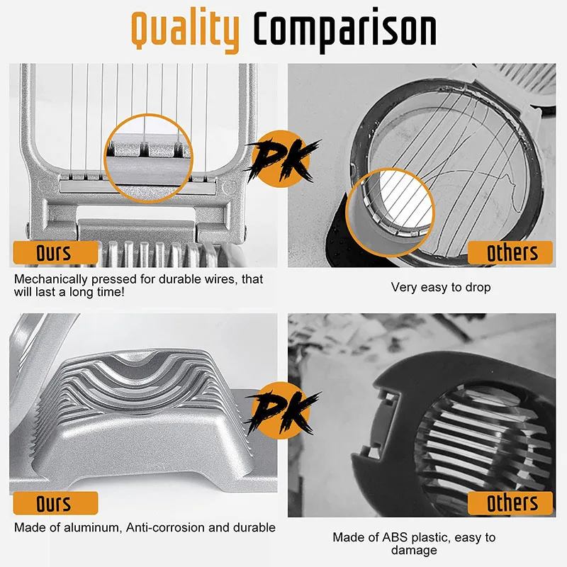 Household Manual Multifunctional Egg Cutter, Egg Slicer Stainless Steel, Egg Slicer for Boiled Eggs