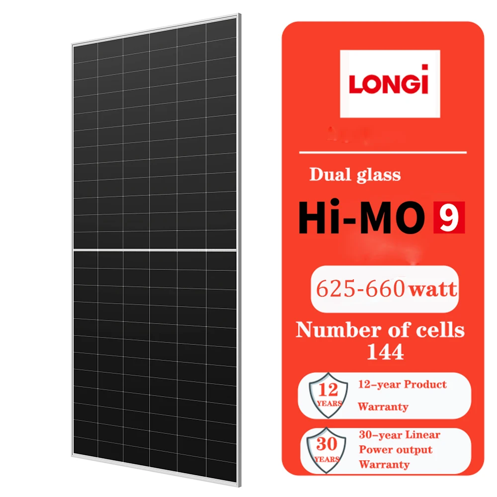 LONGi HiMO9 660W Solar Panels Price 640W 650W Half Cell Solar Panel Mono 660w Bifacial Solar Module LR7-72HYD