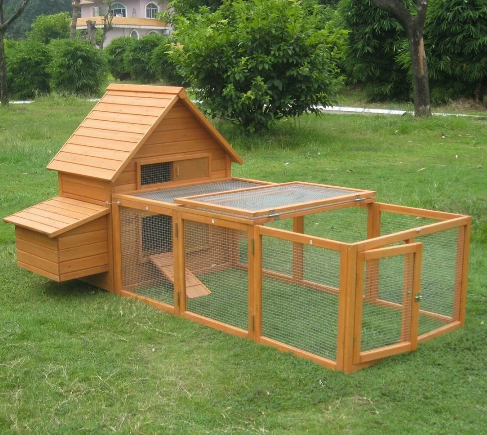 Easy clean folding wooden chicken coop run