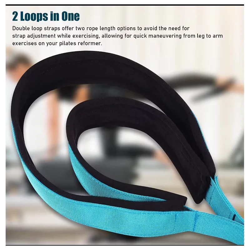 Fitness D-Ring Straps Double Loops Padded Pilates Equipment Exercise Straps Yoga Exercise Accessories for Home Gym Workout