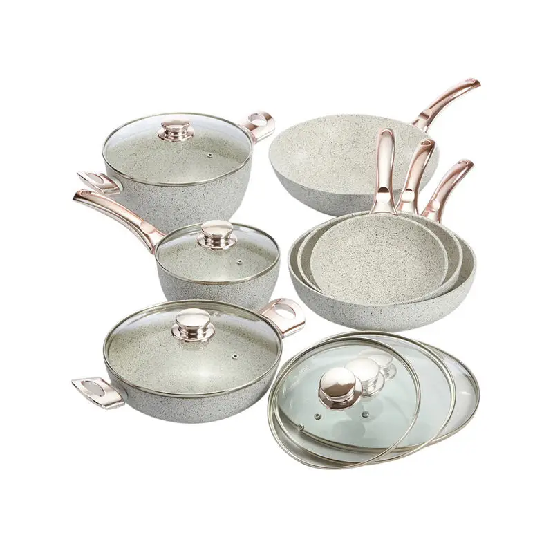 Household kitchen five-color non stick pot copper pot cooker set